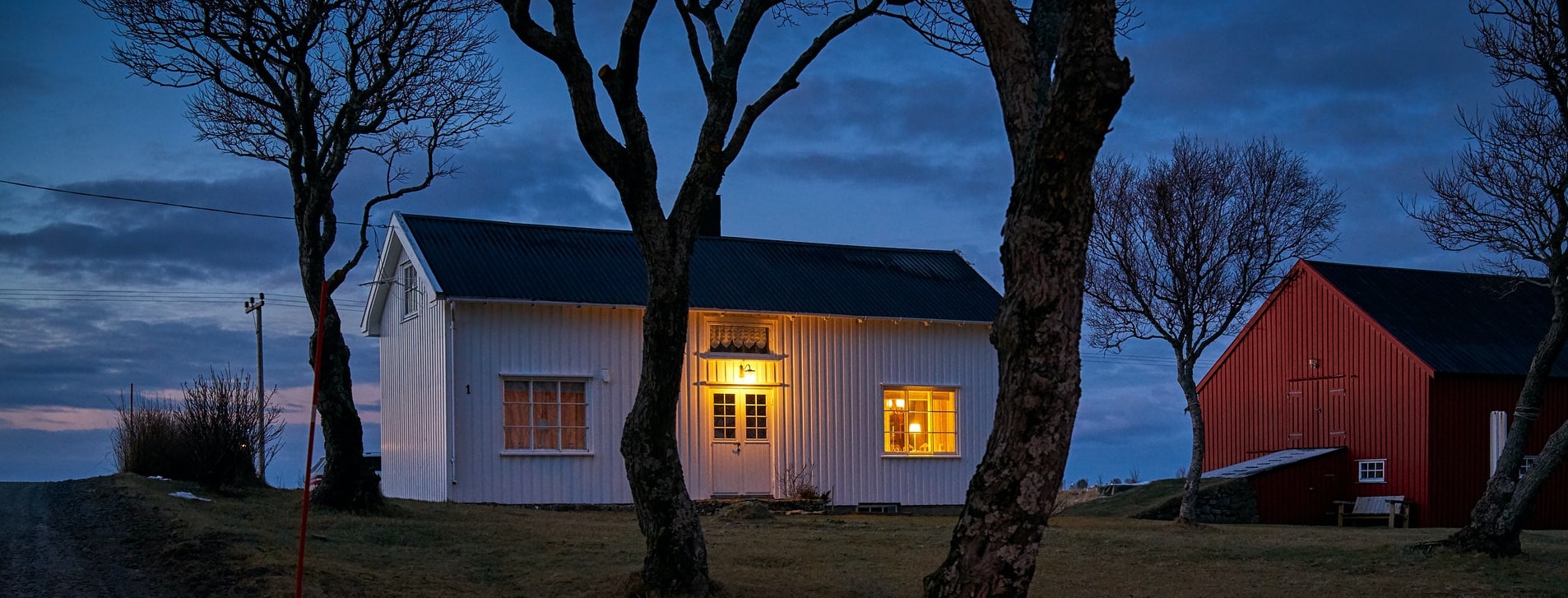 night view of farm house